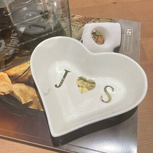 Heart-Shaped white ring dish your personalization